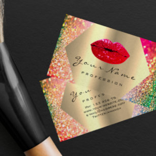 Cartão De Visita Makeup Artist Kiss LÁBIOS vermelho LUX Hológrafo D
