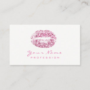 Cartão De Visita Makeup Artist Lábios Beautiter Glitter Rosa White
