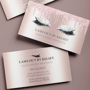 Cartão De Visita Makeup Artist Lashes Metálicos Coletor Rosa