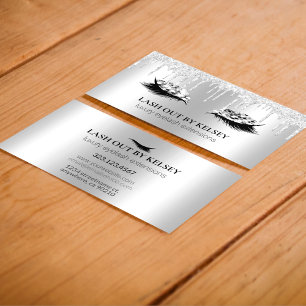 Cartão De Visita Makeup Artist Lashes Platinum Glitter +Silver Driv