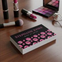 Makeup Artist Lips Pattern Cute Pink & Black
