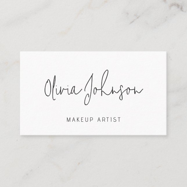 Cartão De Visita Makeup Artist Modern Hand Lettered Business Card (Frente)