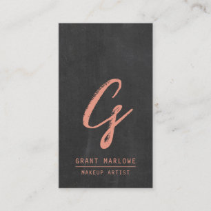 Cartão De Visita Makeup Artist Monograma Cobre Chalkboard Black