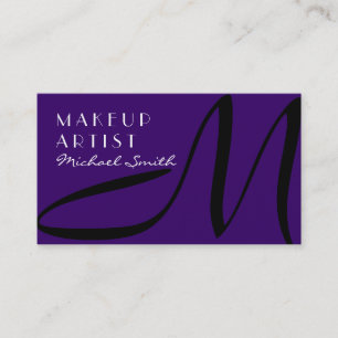 Cartão De Visita Makeup Artist Na moda Monograma Modern Deep Violet