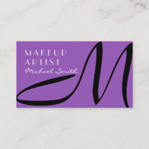 Cartão De Visita Makeup Artist Na moda Monograma Modern Lilac