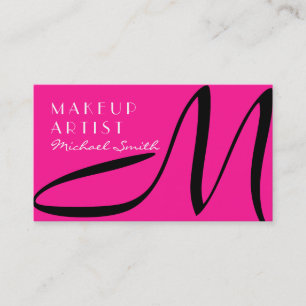 Cartão De Visita Makeup Artist Na moda Monograma Moderno Deep Pink