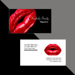 Cartão De Visita Makeup Artist Red Lábios<br><div class="desc">Cartões de visitas de artistas de beleza incluindo uma bela imagem gráfica de lábios de batom vermelho e fundo preto que você pode personalizar neste inteligente design de dois lados. Personalize suas informações de negócios de cosméticos no segundo lado e faça com que funcionem.</div>