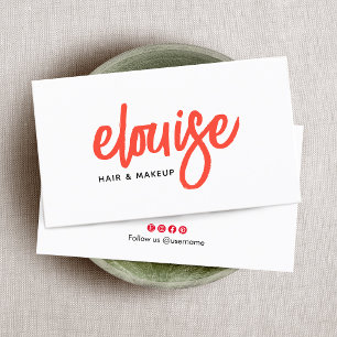 Cartão De Visita Makeup Artist Red Script Business