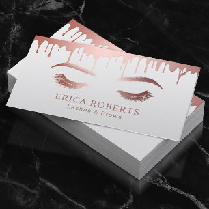 Cartão De Visita Makeup Artist Rosa de Lashes e Brows Dourados