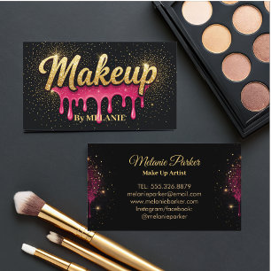Cartão De Visita Makeup Artist Rosa Dourado Drives Trendy Black Gli