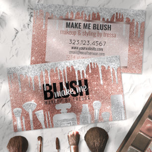 Cartão De Visita Makeup Artist Rosa Glitter Dourado + Drives Platin