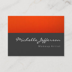 Cartão De Visita Makeup Artist Script Cinza Laranja