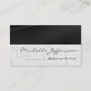 Cartão De Visita Makeup Artist Script Cinza Wall Brick