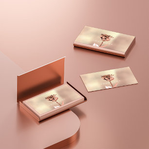 Cartão De Visita Makeup Artist Stylist Rosa de Cobre Rosa Dourada B