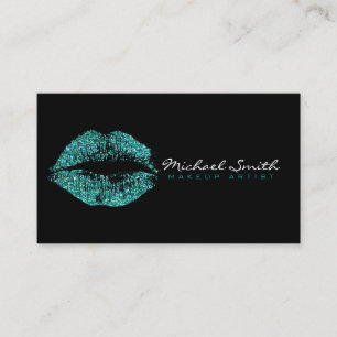 Cartão De Visita Makeup Artist Turquoise Lábios #2