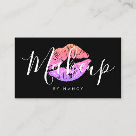 Cartão De Visita Makeup Artist Typografia Pink Glitter Lábios