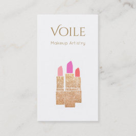 Cartão De Visita Makeup Artista Dourado Glitter Lipstick Beaut Salo