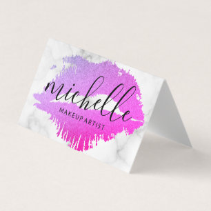 Cartão De Visita Makeup Artista Elegante Beijo Marble