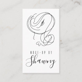 Cartão De Visita Makeup Artista Feminine Line Art Mão Desenhada
