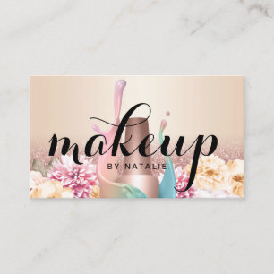 Cartão De Visita Makeup Artista Manicurista Elegante Pastel Floral