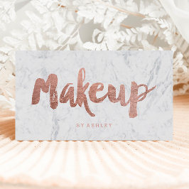 Cartão De Visita Makeup artista moderno rosa dourado mármore