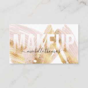 Cartão De Visita Makeup artista script blush pink modelo