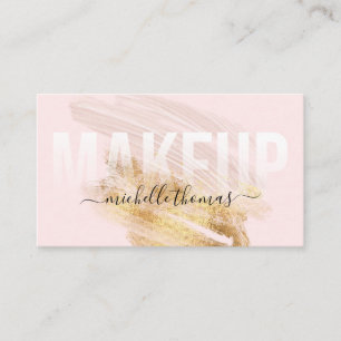 Cartão De Visita Makeup artista script blush pink modelo