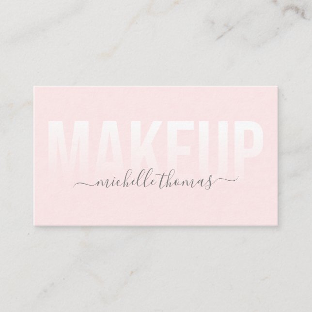 Cartão De Visita Makeup artista script blush pink modelo (Frente)
