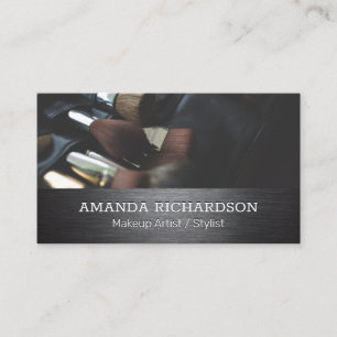 Cartão De Visita Makeup Brushes Pincelada de prata metálica