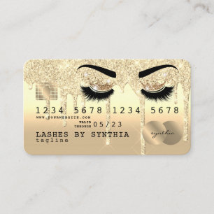 Cartão De Visita Makeup Credit Card lash rainha gotejando ouro