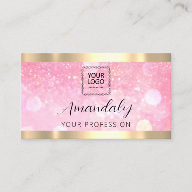 Cartão De Visita Makeup Esthetician Lash Unhas QR Code Glitter (Frente)