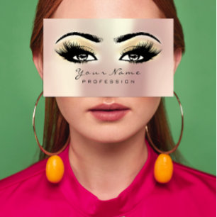 Cartão De Visita Makeup Eyebrow Eyes Lashes Glitter SPA Champaigne