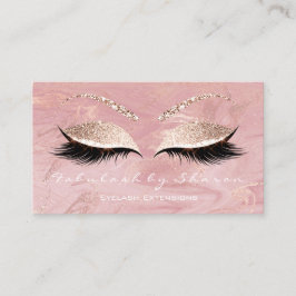 Cartão De Visita Makeup Eyebrow Lash Extension Glitter Marble Pink