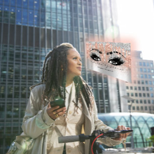 Cartão De Visita Makeup Eyebrow Lash Glitter Cinza Silver Spark