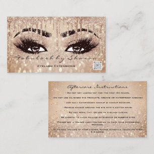 Cartão De Visita Makeup Eyebrow Lashes Drives Código QR de Rosa apó