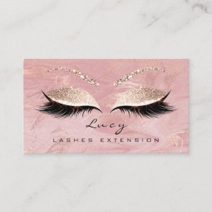 Cartão De Visita Makeup Eyebrow Name Lash Glitter Pink Marble