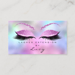 Cartão De Visita Makeup Eyebrow Name Lash Holographic Rosa