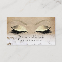 Cartão De Visita Makeup Eyebrow Ombre Lashes Glitter Dourado Marble