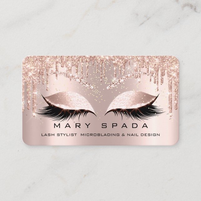 Cartão De Visita Makeup Eyebrows Lashes Browce Rosa Spark Social (Frente)