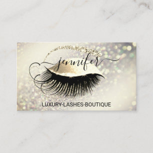 Cartão De Visita Makeup Eyelash Código QR Glitter Logotipo Dourado