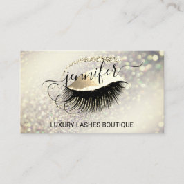 Cartão De Visita Makeup Eyelash Código QR Logotipo Glitter Sepia Do