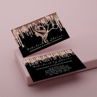 Cartão De Visita Makeup Eyelash Hairdresser Tesoura Rosa