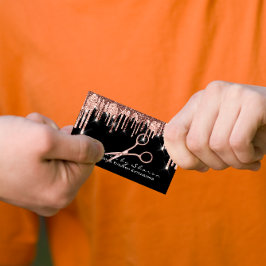 Cartão De Visita Makeup Eyelash Hairdresser Tesoura Rosa Black