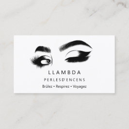 Cartão De Visita Makeup Eyelashes Brows Logotipo mínimo Dourado B
