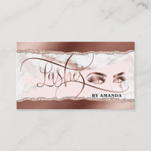 Cartão De Visita Makeup Eyes Lashes Rosa Dourado Marble Papel rasga