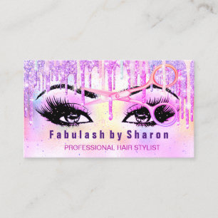Cartão De Visita Makeup Hairdresser Holograph Unicorn Drives Rosa