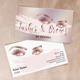 Cartão De Visita Makeup Lash Eyebrow Olhos Piscados Rosa