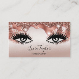 Cartão De Visita Makeup Lashes Glitter Dourado Rosa