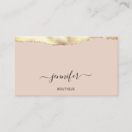 Cartão De Visita Makeup QR Code Blush Rosa Dourado