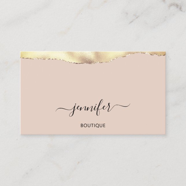 Cartão De Visita Makeup QR Code Blush Rosa Dourado (Frente)